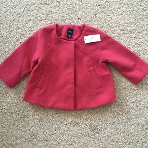 New GAP pink dress felt swing coat cape jacket- 6-12 months